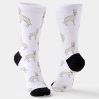 White Swiss Shepherd White GSD Cute Dog Pattern Socks