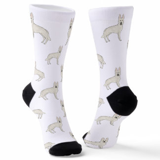 White Swiss Shepherd White GSD Cute Dog Pattern Socks
