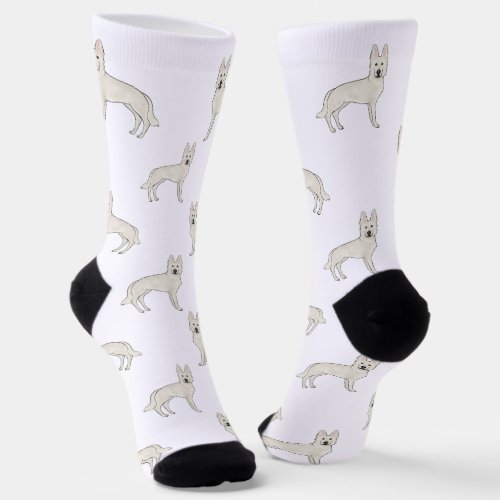 White Swiss Shepherd White GSD Cute Dog Pattern Socks