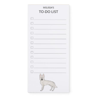 White Swiss Shepherd White GSD Cute Dog To-Do List Magnetic Notepad