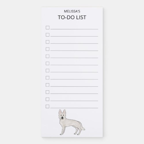 White Swiss Shepherd White GSD Cute Dog To_Do List Magnetic Notepad