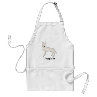 White Swiss Shepherd White GSD Cute Dog With Name Adult Apron