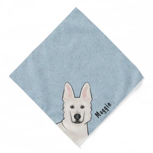 White Swiss Shepherd White GSD Cute Dog With Name Bandana
