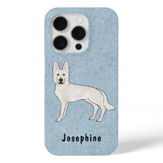 White Swiss Shepherd White GSD Cute Dog With Name iPhone 15 Pro Case