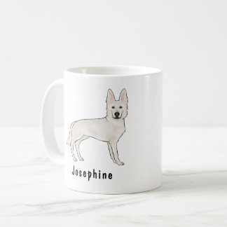 White Swiss Shepherd White GSD Cute Dog With Name Coffee Mug