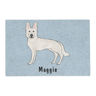 White Swiss Shepherd White GSD Cute Dog With Name Placemat