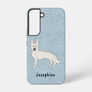 White Swiss Shepherd White GSD Cute Dog With Name Samsung Galaxy S22 Case