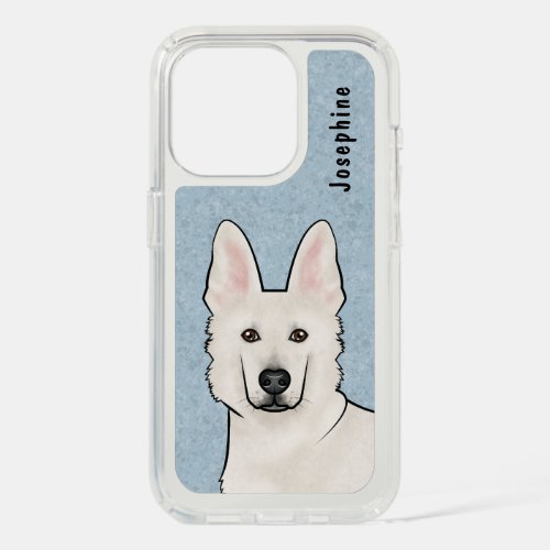 White Swiss Shepherd White GSD Dog Head And Name iPhone 15 Pro Case