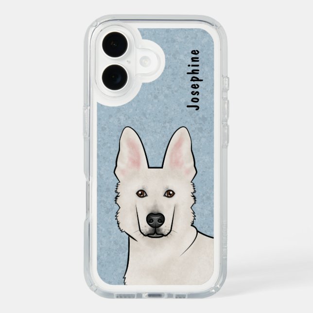 White Swiss Shepherd White GSD Dog Head And Name Speck iPhone Case (Front)