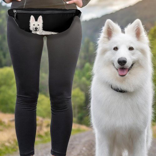 White Swiss Shepherd White GSD Dog Head Black Fanny Pack