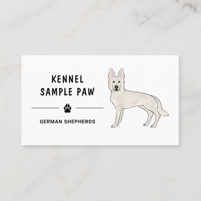 White Swiss Shepherd White GSD Dog Kennel Breeder Business Card (Front)