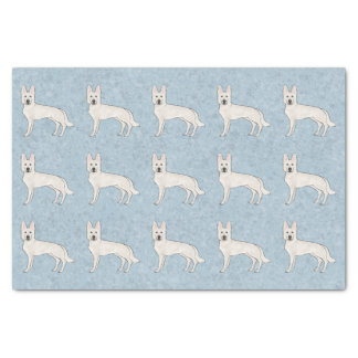 White Swiss Shepherd White GSD Dog Pattern Blue Tissue Paper