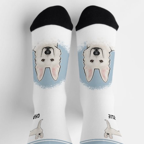 White Swiss Shepherd White GSD Dog With Name Socks