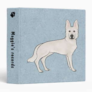 White Swiss Shepherd White GSD Dog With Text Blue 3 Ring Binder