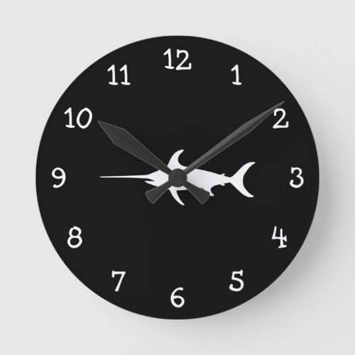 White Swordfish Round Clock