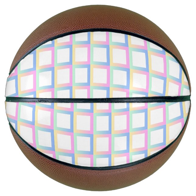 White Symmetric Checkered Gradient Pattern Frames Basketball (Front)