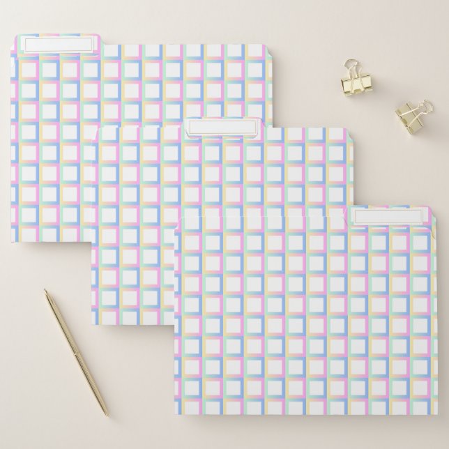 White Symmetric Checkered Gradient Pattern Frames File Folder (Set)