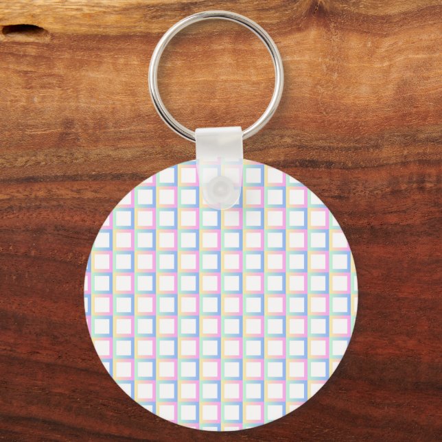 White Symmetric Checkered Gradient Pattern Frames Keychain (Front)