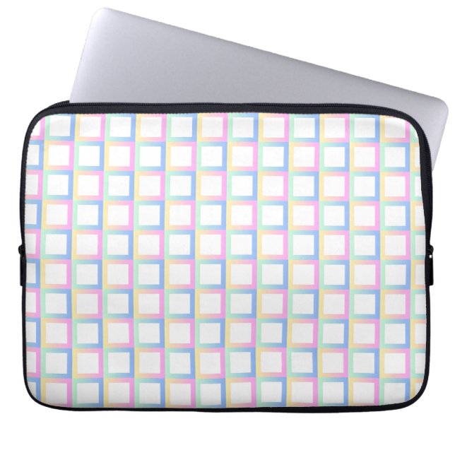 White Symmetric Checkered Gradient Pattern Frames Laptop Sleeve (Front)