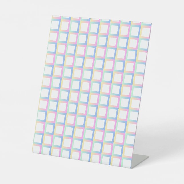 White Symmetric Checkered Gradient Pattern Frames Pedestal Sign (Front)