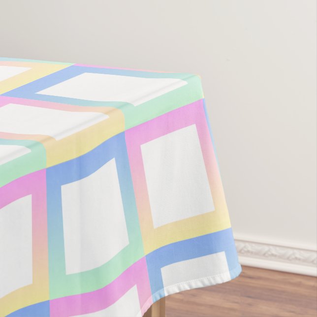 White Symmetric Checkered Gradient Pattern Frames Tablecloth (In Situ)