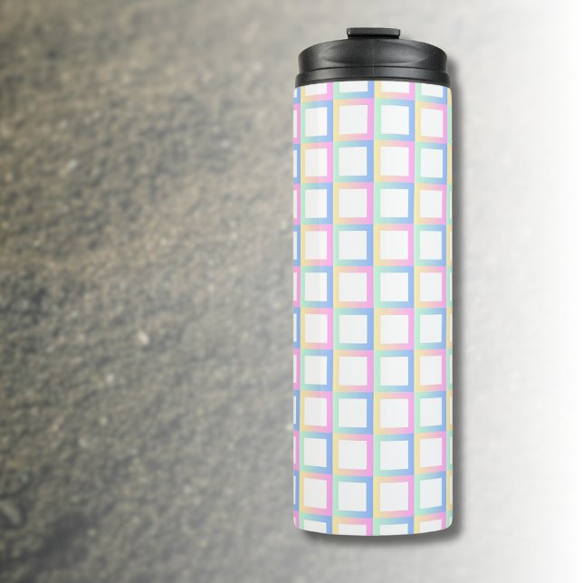 White Symmetric Checkered Gradient Pattern Frames Thermal Tumbler (Creator Uploaded)