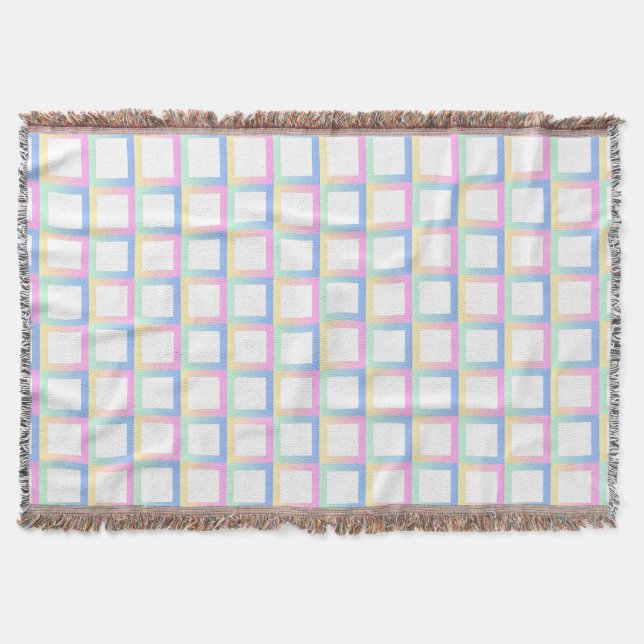 White Symmetric Checkered Gradient Pattern Frames Throw Blanket (Front)