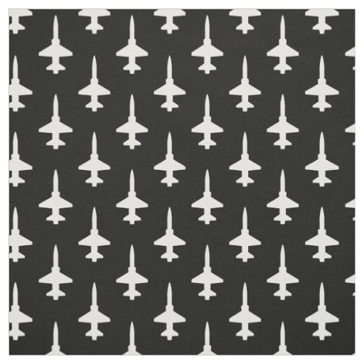 White T-38 Talon Pattern on Black Fabric
