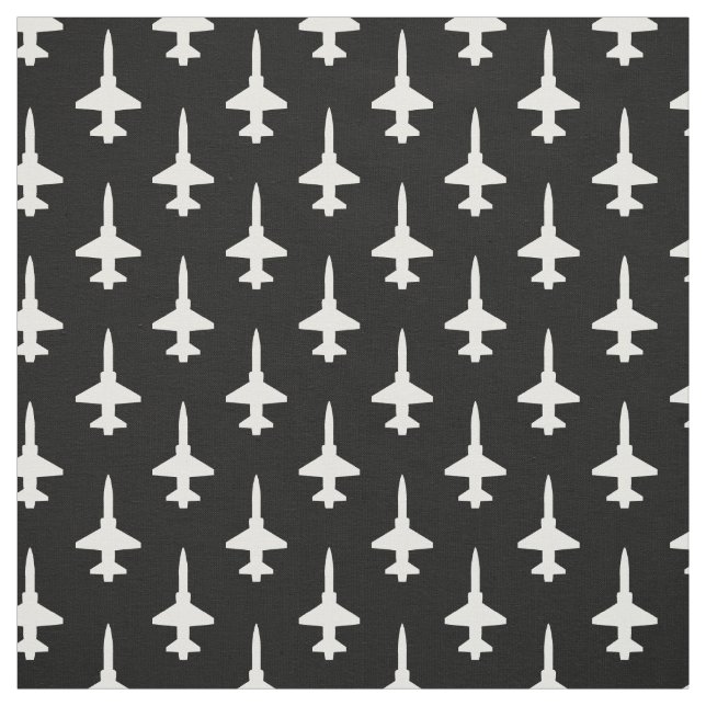White T-38 Talon Pattern on Black Fabric (Swatch)