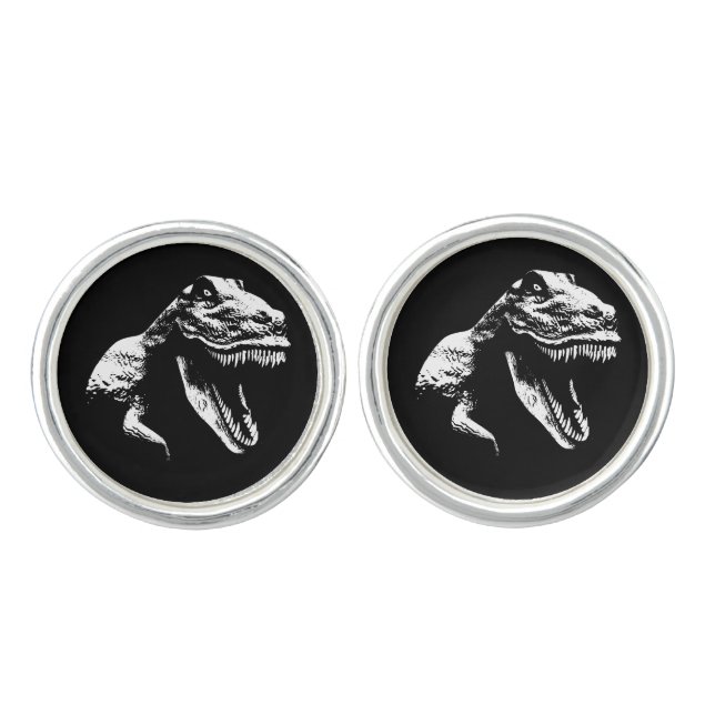 White T Rex Cufflinks (Front)