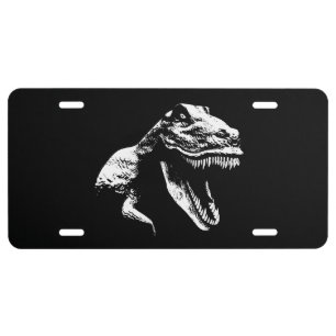 White T Rex License Plate