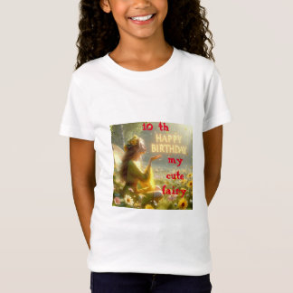 White T-shirt Fantasy Illustration Unicorn Fairy E
