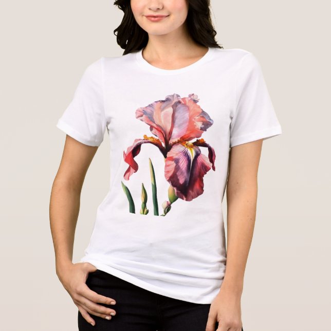 White t-shirt flower  Tri-Blend shirt (Front)