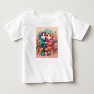 white T shirt two beautiful cats print