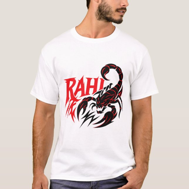 White T-Shirt with a Bold Design of a Scorpion (Front)