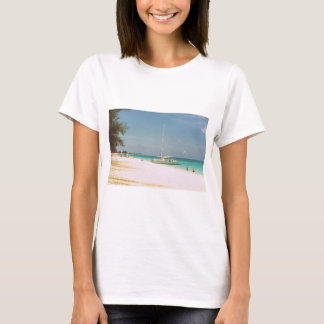 White T-Shirt with a Cayman Island Scene