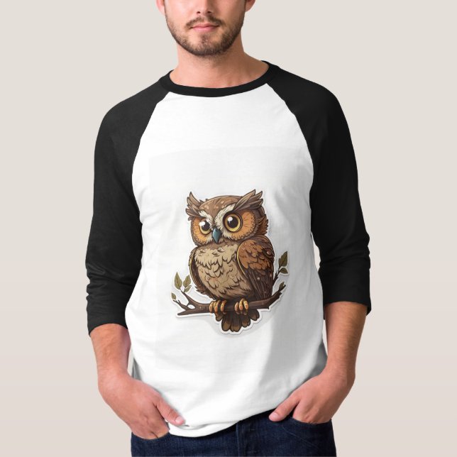 White t shirt with beautiful owl (Front)