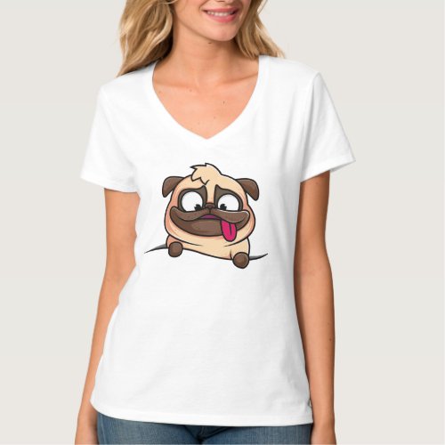 white t_shirt with cute dog design casual wear