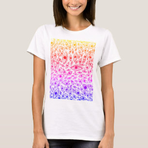White T-Shirt With Hand-Drawn Eyeball Design