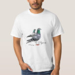 White T-shirt With Pair Of Carrier Pigeons at Zazzle