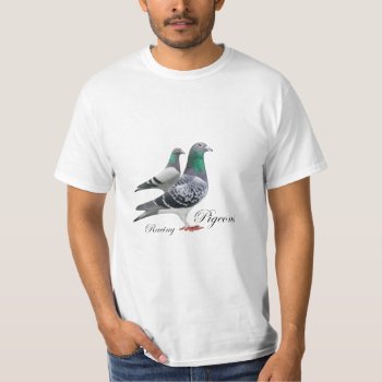 White T-shirt With Pair Of Carrier Pigeons by naturanoe at Zazzle