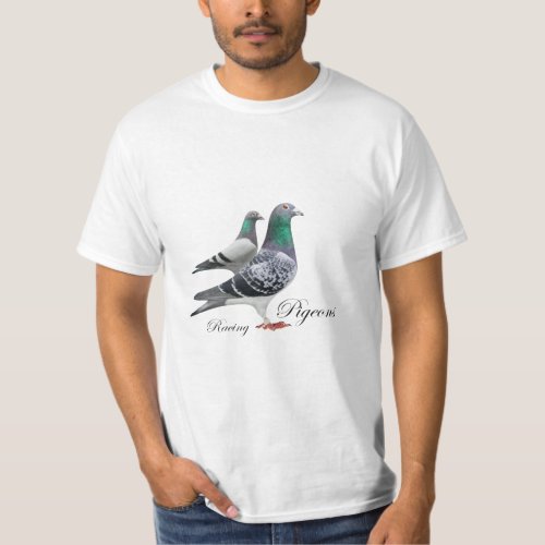 White t_shirt with pair of carrier pigeons