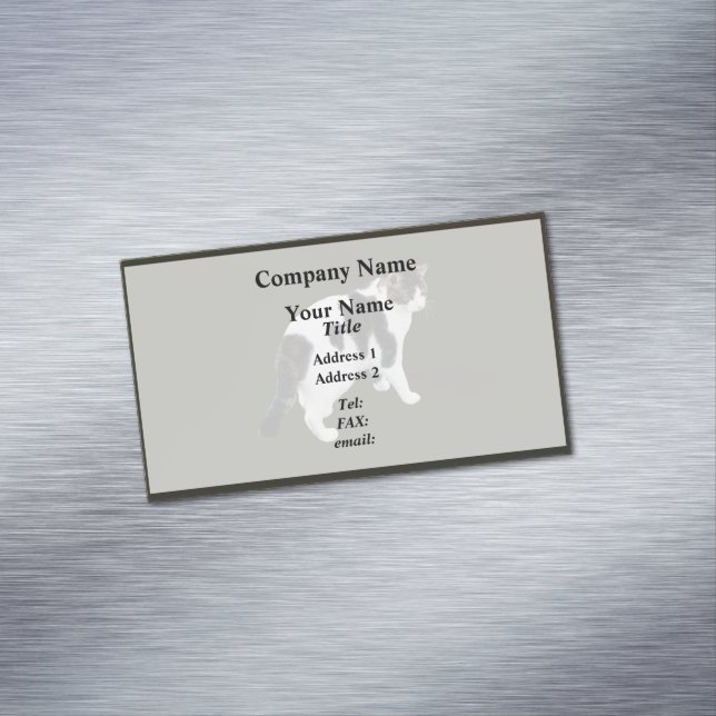 White Tabby With Dark Patches Business Card Magnet (In Situ)