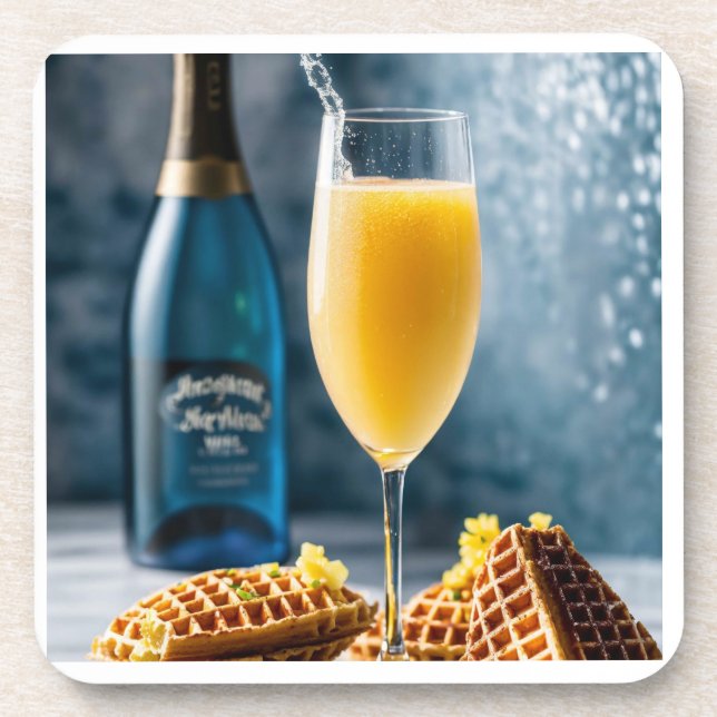 White Table Hard Plastic Coaster, Mimosas, Champa Beverage Coaster (Front)