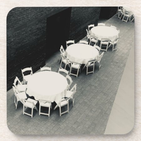 White Tables & Chairs Beverage Coaster