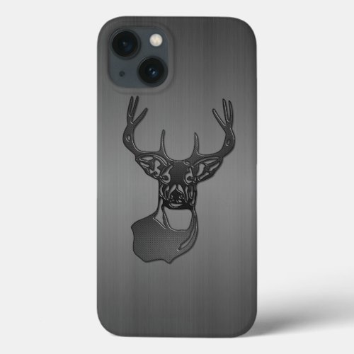 White Tail Buck Deer _ Brushed Gun Metal Case_Mate iPhone 13 Case