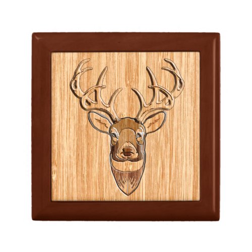 White Tail Buck Deer Head Wood Grain Style Gift Box