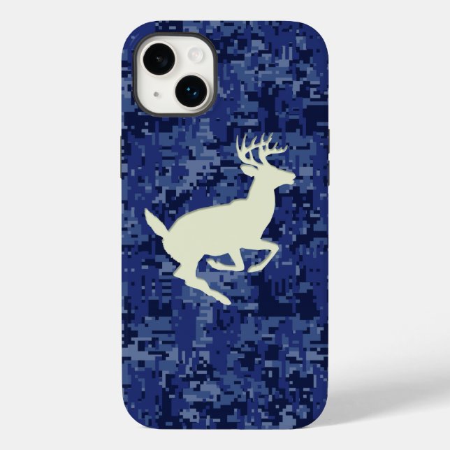 White Tail Buck on Navy Camo Background Case-Mate iPhone Case (Back)