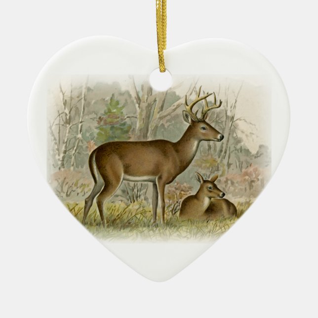 White Tail Deer Buck - Doe Ceramic Ornament (Front)
