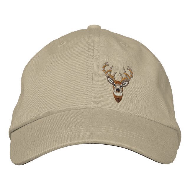 White Tail Deer Buck Embroidery Embroidered Baseball Cap (Front)